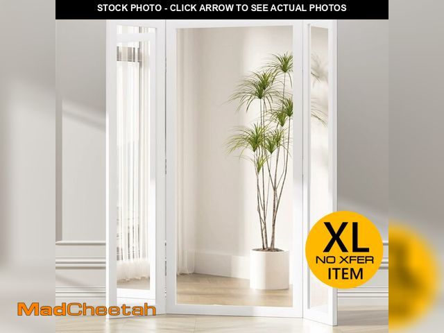 Lot 74-12821922 - 3 Way Mirror Full Length with Tempered Glass 71"x67", 3 Panel Oversized Trifold Floor Mirror with Wo...