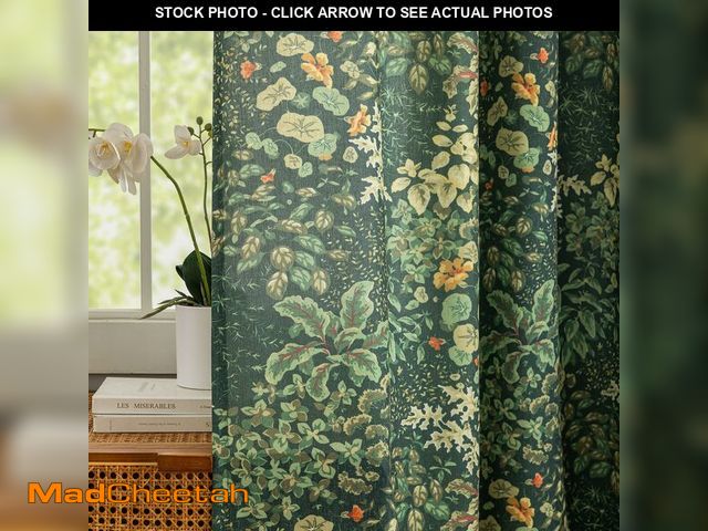 Lot 74-12897643 - Green Floral Curtains 80 Inches Long 2 Panels Vintage Cottagecore Botanical Curtains for Living Room...