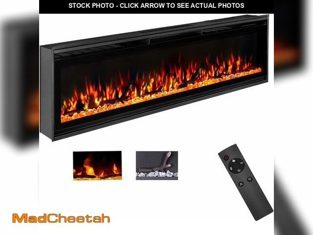 Lot 74-13074114 - TUAN 60 inch Electric Fireplace Inserts, Ultra Thin Wall Mounted Fireplace with Remote Control, Mult...