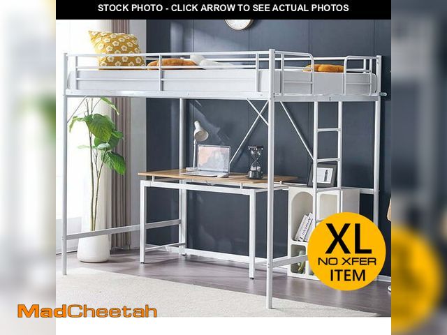 Lot 74-13780413 - Ktaxon Loft Bed Twin Size with Flat Rungs for Adults, Kids and Young Teens, No Box Spring Required,H...
