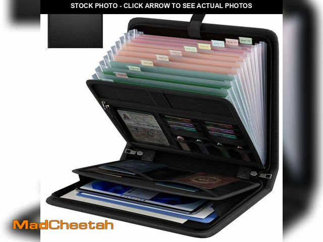 Lot 74-14148636 - Huolewa Fireproof Accordion File Organizer, Portable Expanding File Folder with Waterproof Zipper&am...
