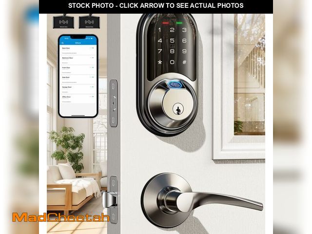 Lot 74-12506927 - Veise RZ07B Smart Locks for Front Door, 2 Lever Handles, Fingerprint Keyless Entry, App Control Biom...