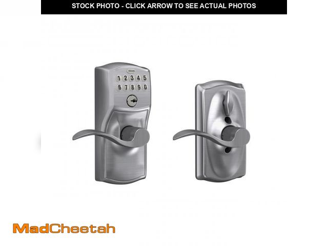 Lot 74-12312595 - SCHLAGE FE595 CAM 626 ACC Camelot Keypad Entry with Flex-Lock and Accent Levers, Brushed Chrome - US...