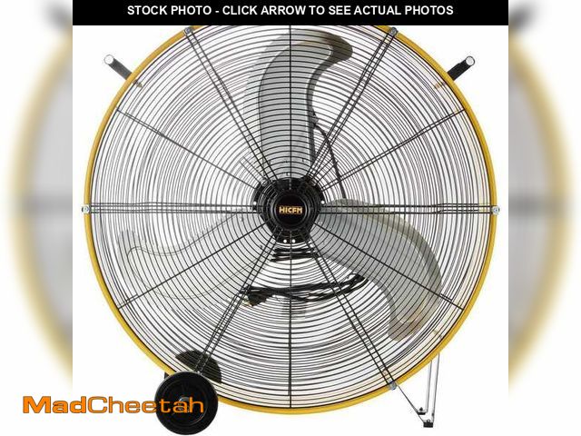 Lot 74-12671139 - HICFM 30 in. Yellow Industrial Drum Fan, 13000 CFM, 3-Speed, 1/3HP Motor, 9 ft. Cord, Heavy Duty Flo...