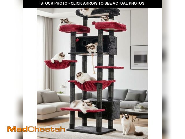 Lot 74-12571872 - Gitelsnour Cat Tree for Indoor Cats Large Adult, 74" Cat Tower for with 3 Big Platforms, 2 Baskets, ...