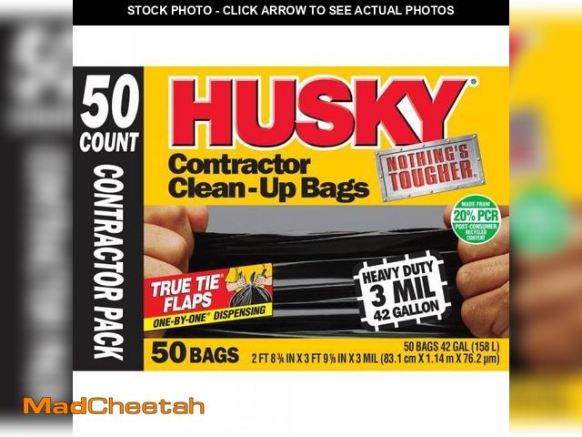 Lot 74-12463735 - Husky 42 Gal. Heavy-Duty Contractor Clean-Up Bags with 20% PCR (50-Count) - UNUSED