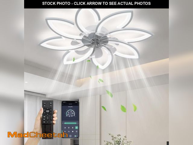 Lot 74-12313194 - SPEVCH 35" Ceiling Fans with Lights Remote, Modern Ceiling Fans with Lights, Bladeless Ceiling Fans ...