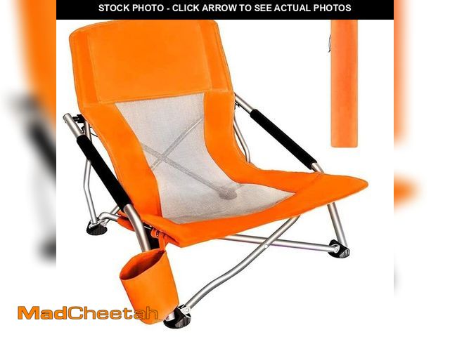 Lot 74-12746668 - MUKE Beach Chair for Adults, Low Beach Camping, Folding Chair, Shoulder Strap, Cup Holder, Steel Fra...