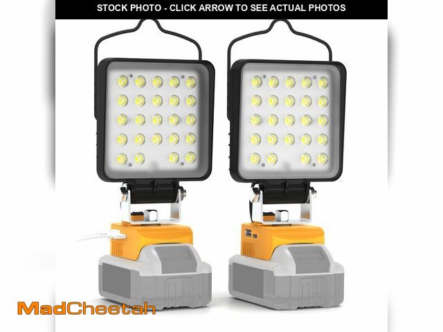 Lot 74-13576528 - wokelux 2 Pack Cordless LED Work Light for Dewalt 20V Max Battery, 96W 10000LM Light with USB and Ty...