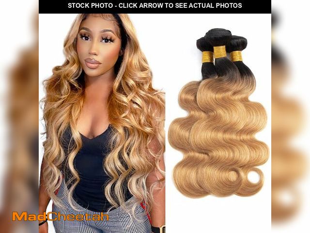 Lot 74-14329851 - 1B/27 Human Hair Bundles Tone Black And Blonde Body Wave Bundles 20 22 24 Inch Unprocessed Virgin To...