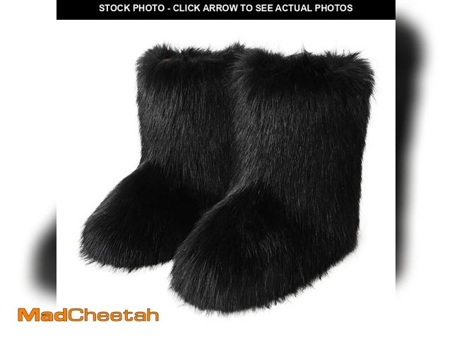 Lot 74-12971743 - Eosxrp Furry Faux Fur Boots Women's Winter Shoes Woman Fluffy Warm Snow Boots Mid-Calf Comfortable O...