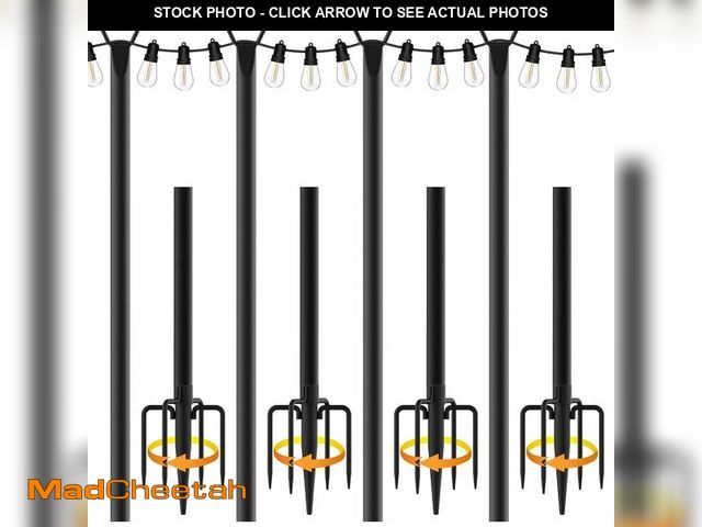 Lot 74-12968585 - 4 Pack String Light Poles,Metal Poles for Hanging Outdoor Light Strings,7 Pack 10 FT Light Poles Sta...