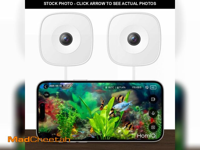 Lot 74-14209637 - HOMIQ LIFE 3MP 2K Aquarium &amp; Terrarium Pet Camera, Magnetic Install &amp; Close-Focus Lens for F...