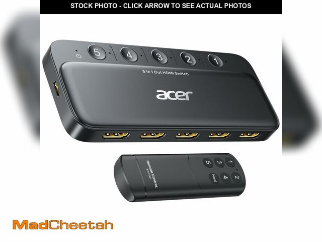 Lot 74-14056329 - acer HDMI Switch 5 in 1 Out [4K@60Hz, HDMI 2.0, HDCP 2.3, HDR] Switcher with Remote, Supports DTS, D...