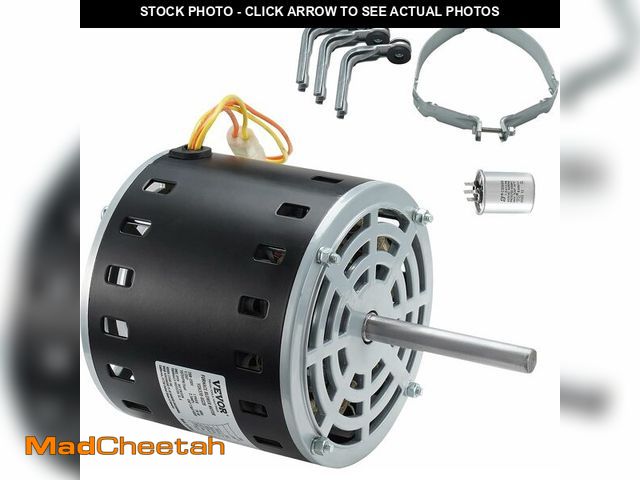 Lot 74-12664760 - VEVOR 1/2HP Furnace Blower Motor, 1075RPM 5-Speed, 208/230V 2.7A, 48 Frame 3.4" Shaft Length, 0.5" S...