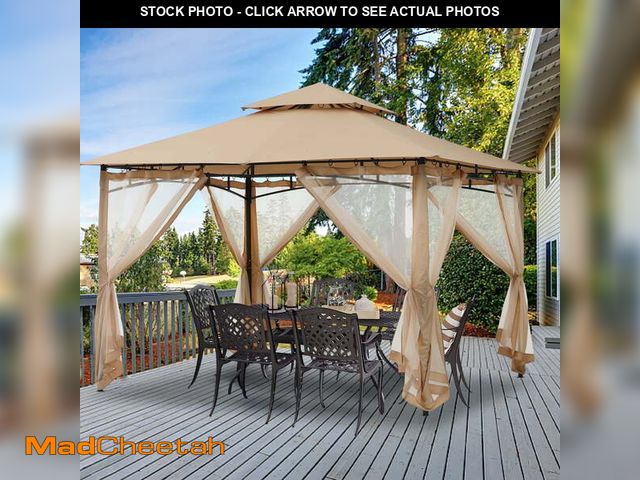 Lot 74-13779354 - ABCCANOPY 11'x11' Patio Gazebo With Mosquito Netting and Double Soft Roof Canopies for Shade and Rai...