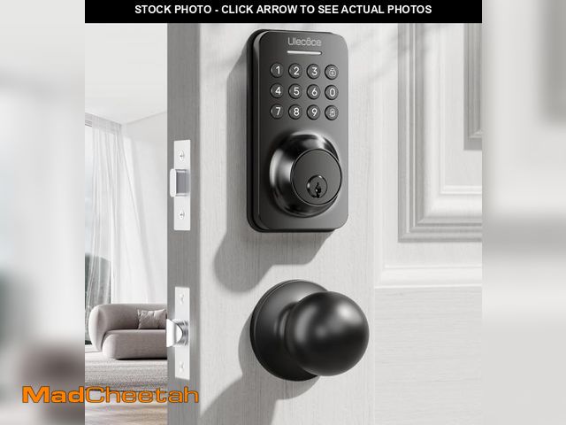 Lot 74-12122370 - Ulecoce Keyless Entry Door Lock Deadbolt with Handle Set, Door Locks for Front Door, Keypad Door Loc...