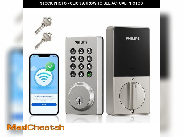 Lot 74-14063427 - Philips WiFi Smart Keypad Deadbolt Lock, App Remote Control, No Hub Required, Support Alexa &amp; Go...