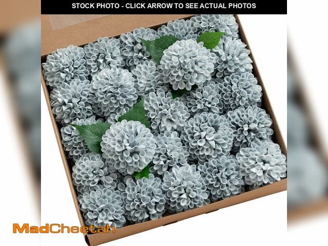 Lot 74-14210831 - Ling's moment Dusty Blue Dahlia Foam Artificial Flowers Real Touch Faux Fake Flower for Home Decor G...