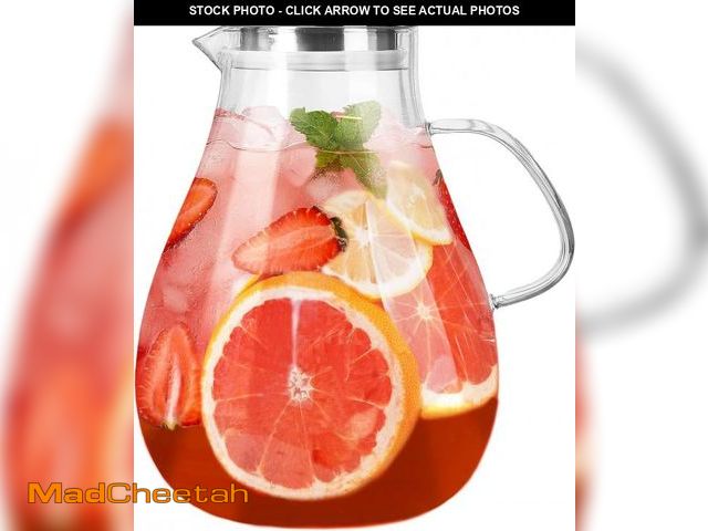 Lot 74-12508392 - Glass Pitcher with Lid,1 Gallon Glass Water Pitcher Hot/Cold Water Jug, Juice and Iced Tea Beverage ...
