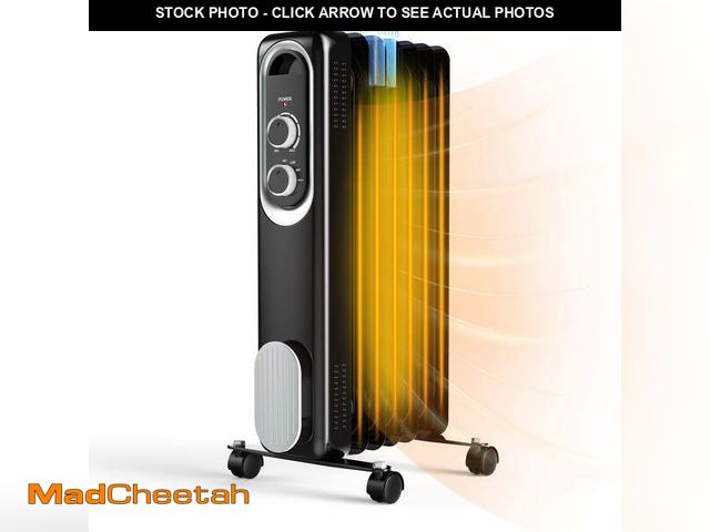 Lot 74-12888253 - edx Basic Electric Oil Filled Radiator, 1500W Space Heater with Adjustable Thermostat, Black, 22.83 ...