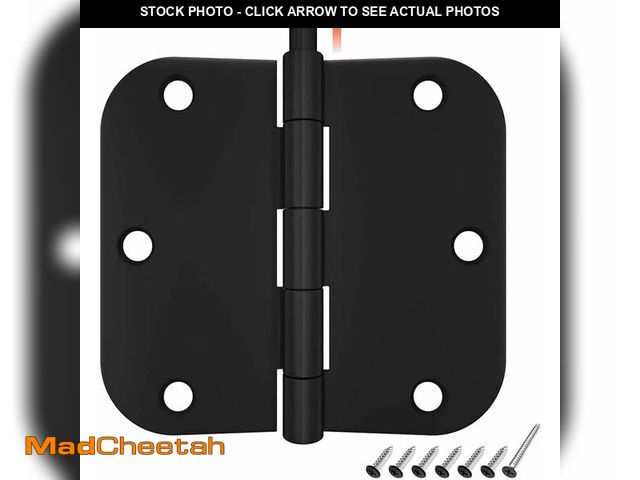 Lot 74-13696779 - HOSOM 60 Pack Rounded Matte Black Door Hinges 3.5 Inch with 5/8" Radius Corner, Flat Iron Residentia...