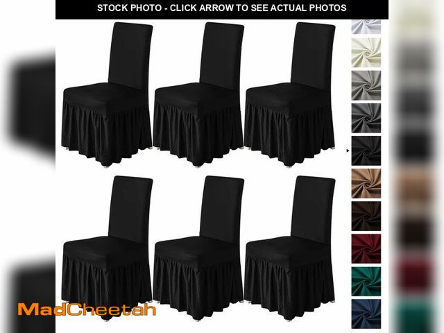 Lot 74-12439620 - molasofa Chair Covers for Dining Room Set of 6 Stretch Chair Slipcovers with Skirt for Kitchen Seat ...