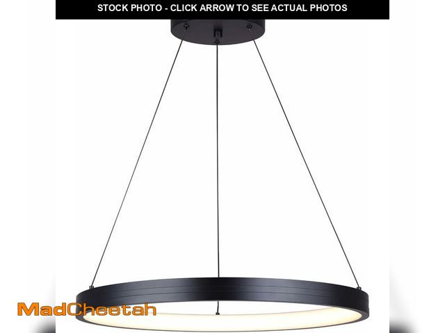 Lot 74-13733615 - (MISSING HARDWARE) Canarm Evina LED Chandelier, Modern Black Dimmable Ceiling Light, Adjustable Heig...