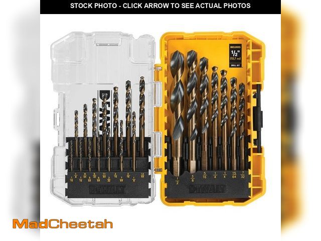 Lot 74-13768599 - DEWALT Black and Gold Twist Drill Bit Set (21-Piece) - UNUSED