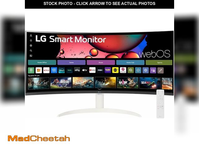 Lot 74-14591281 - LG 34SR60QC-W 34-inch QHD (3440x1440) Curved Smart Monitor with Streaming, UltraWide Screen, webOS, ...