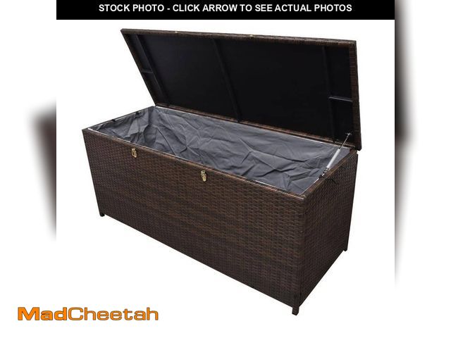 Lot 74-14356013 - Oakland Living 113 Gal. Brown Indoor and Outdoor Balcony Patio Deck Porch Pool Wicker Storage Box Tr...