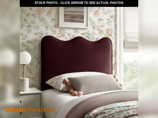 Lot 74-14292445 - Athena Stain-Resistant Performance Velvet Twin Size Headboard in Mulberry Purple - UNUSED