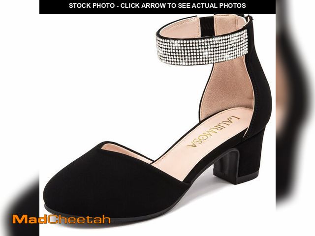 Lot 74-14210664 - LAURMOSA Girls Heels Size 1 Flower Girl Shoes Rhinestone Black Dress Shoes for Girls High Heels for ...
