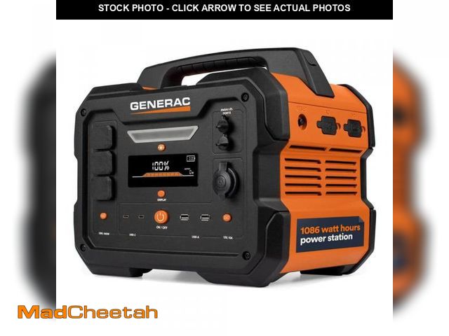 Lot 74-12255185 - Generac 1600W Output / 3200 Peak 1086Wh Portable Battery Power Station with Push Button Start and So...