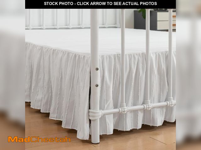 Lot 74-12332072 - Striped Tufted Bed Skirt Twin Size, Ruffled Bed Skirt with Split Corners, Twin Bed Skirt 18 Inch Dro...