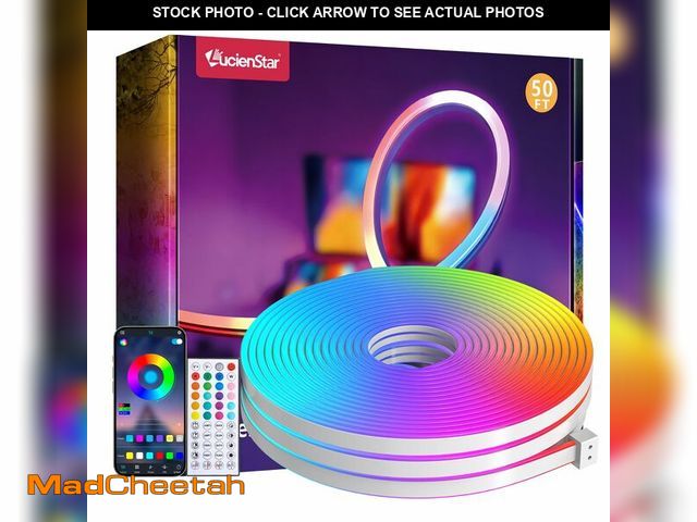 Lot 74-14336696 - Lucienstar LED Neon Lights, 50FT RGB Neon Rope Lights App Control,IR Remote,Music Sync,IP65 Waterpro...