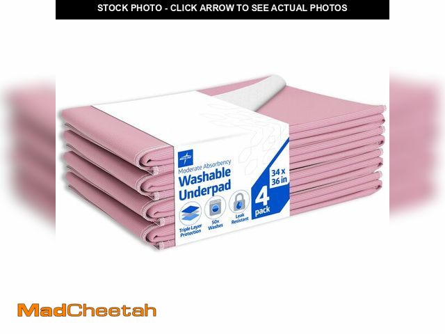 Lot 74-13773653 - Medline Washable Bed Pads for Incontinence, Large 34 x 36 inch Reusable Underpads, 4 Pack, Pee Pads ...