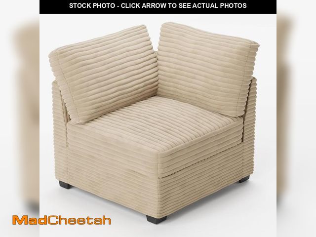 Lot 74-12139914 - (ONLY THE CORNER CHAIR) Ovios Corner Chair for Sectional Sofa Modern Plush Corduroy Arm Chair for Li...