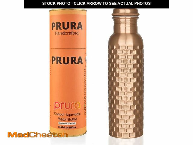 Lot 74-14063722 - PRURA Handcrafted Pure Copper Drinking Water Bottle |Copper Water Bottle with Lid - Ayurvedic Water ...