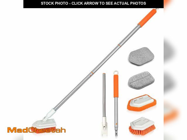 Lot 74-12800633 - JEHONN 4-in-1 Tile Tub Scrubber with Long Handle, Upgraded Shower Cleaning Brush (Orange) - UNUSED