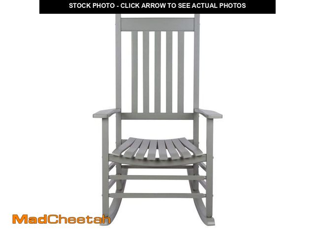 Lot 74-14344358 - Shine Company Vermont Porch Rocker Storm Grey Wood Outdoor Rocking Chair - UNUSED