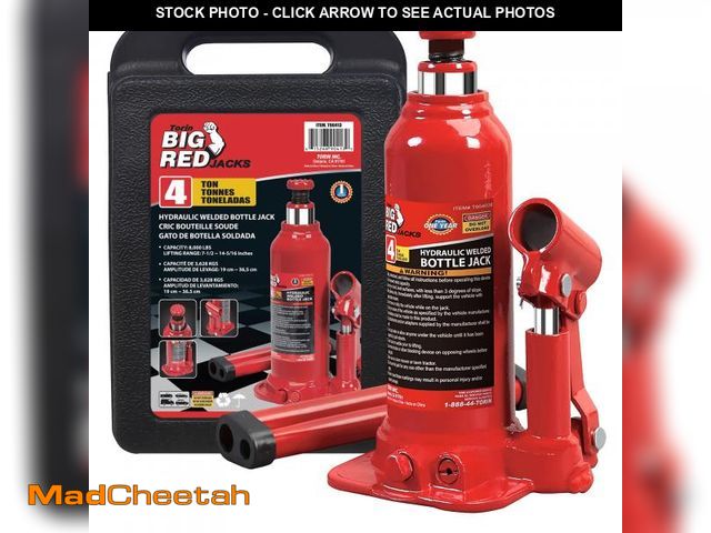 Lot 74-12314229 - Torin T90413 Big Red Hydraulic Bottle Jack with Carrying Case, 4 Ton (8,000 lb) Capacity - USED