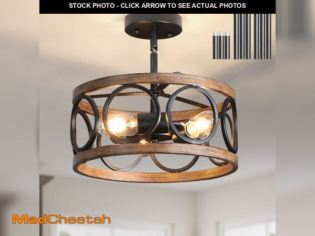 Lot 74-14380710 - Galtlap Semi Flush Mount Ceiling Light, 3-Lights Modern Farmhouse Ceiling Lighting Fixture, Vintage ...