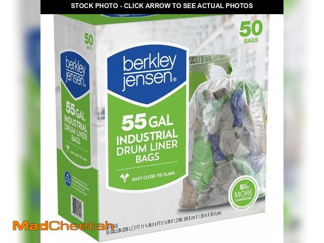 Lot 74-12788773 - Berkly &amp; Jensen 1.2mil Industrial Drum Liner Bags, 55 Gallon, 50 Bags - USED