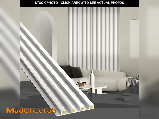 Lot 74-12493922 - OUZUGIE WPC Acoustic Slat Wall Paneling, 8-Pack 114 x 6 Inches 3D Wall Panels for Interior Wall Deco...