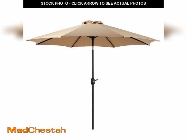 Lot 74-12782813 - ZUNMOS 9FT Outdoor Patio Umbrella with Push Button Tilt and Crank Handle, Market Umbrella with 8 Stu...