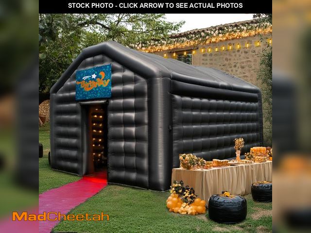 Lot 74-12199789 - Small Black Inflatable Night Club 16.4x13x11.5Ft Disco Cube Gazebo Event House with Logo Area Portab...