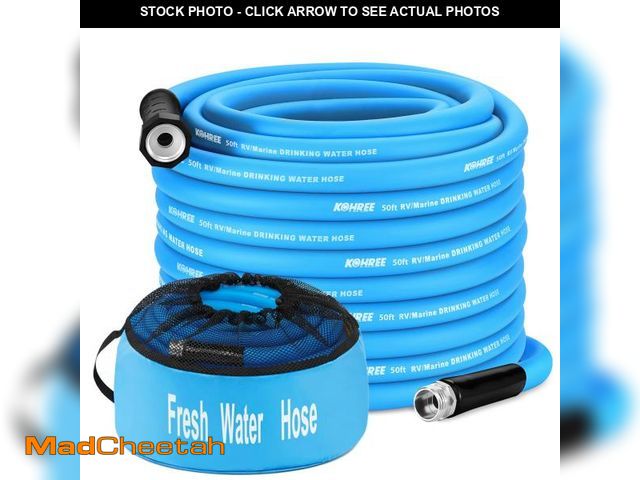 Lot 74-12308913 - Kohree 50FT RV Water Hose with Storage Bag, 5/8'' Drinking Water Hose, No Odor, Leak Free, Heavy Dut...