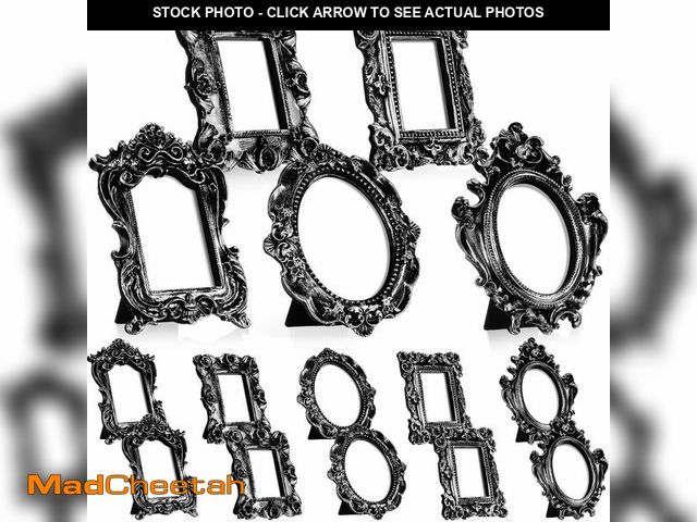 Lot 74-14061955 - Maitys 15 Pcs Mini Picture Vintage Frames with Stands Tiny Antique Photo Baroque Ornate Resin Oval F...