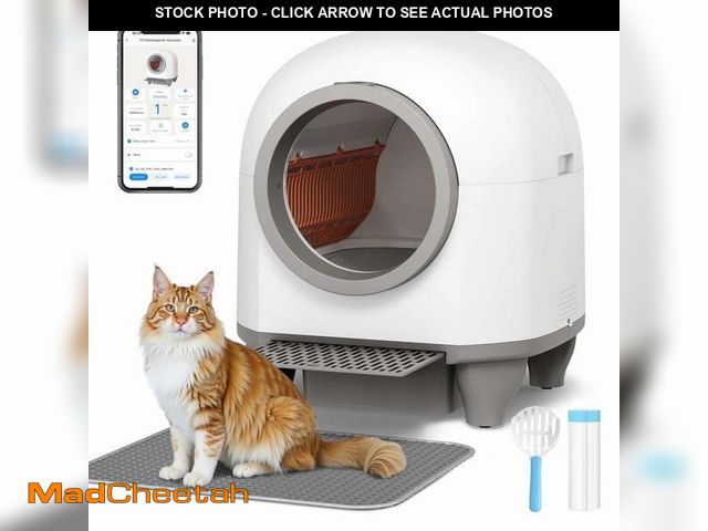 Lot 74-12550324 - Homall Self-Cleaning Cat Litter Box with App Control, Safety Protection, WiFi, Automatic, Waste Bags...